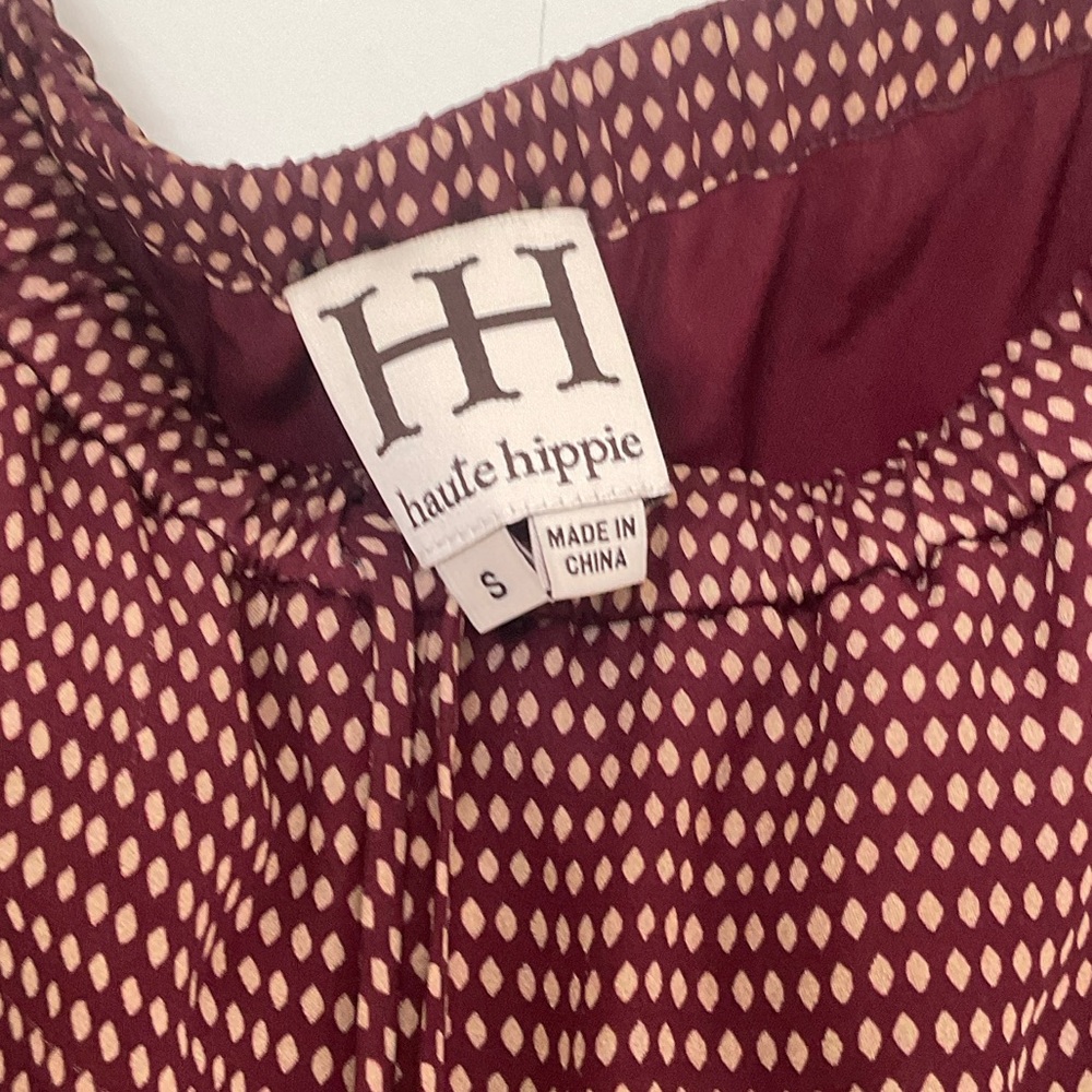Haute Hippie Burgundy Patterned Pants size small 100% silk - Picture 2 of 5